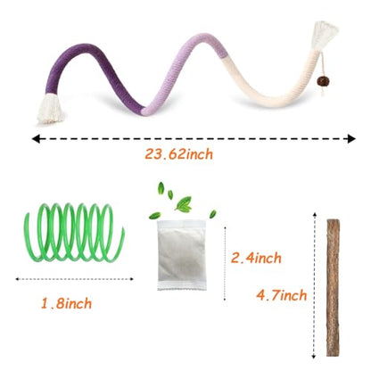 Cat Toys Chew Ropes, Silvervine Sticks Catnip Rope Toys with Refillable Natural Catnip for Cats Dental Care, Safe Teeth Cleaning Toy for Indoor Cat Kitty Kicker Toy Interactive Catnip Kitty Toys - color: 10PCS