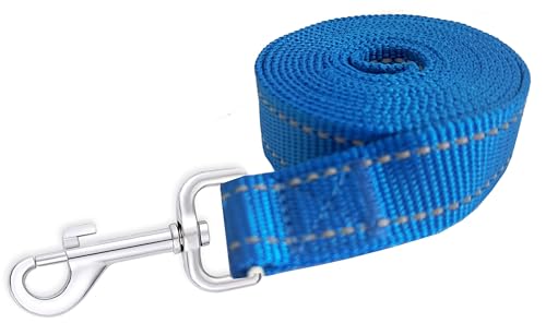 Reflective Dog Leash 4Ft /5 Foot /6 Feet Long, 1 Inch Wide, for Small and Medium Dogs - color: Reflective Blue, size: 1'' x 4 FT