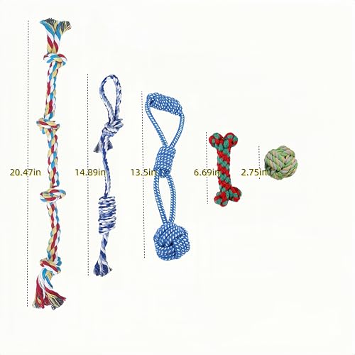 Heavy Duty Rope Toys for Dogs – 5-Pack Indestructible Cotton Dog Toys for Aggressive Chewers, Large & Medium Breed Puppy Dental Rope Tug Toys