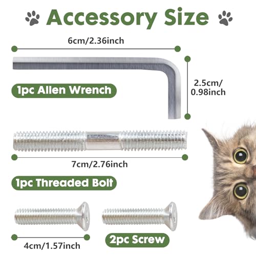 Cat Scratching Post Replacement, 4 Pieces Cat Scratcher Cat Tree Replacement Parts, 15.4'' x 2.67" Dia + 7.87“ x 2.67" DiaNatural Sisal Rope Cat Scratch Posts Include M8 Screws, Green - color: Green