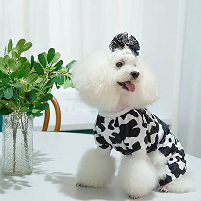 CuteBone Dog Pajamas Costumes Fleece Pet Clothes Puppy Onesie Winter Holiday Cute Cat Jammies Keep Your Pet Warm in the Cold Weather P222S - color: A07-Cow, size: Small
