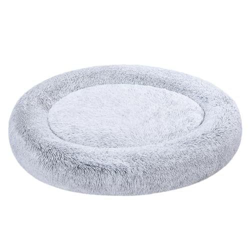 Amazon Basics Washable Donut Pet Bolster Faux Fur Bed with Removable Cover, Anti-Slip Bottom for Dog, Grey, 45" x 45" - color: Grey, size: 45" x 45"