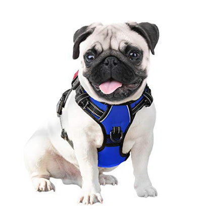 PHOEPET No Pull Dog Harness Medium Reflective Front Clip Vest with Handle,Adjustable 2 Metal Rings 3 Buckles,[Easy to Put on & Take Off](XS, Royal Blue) - color: Royal Blue, size: Extra Small
