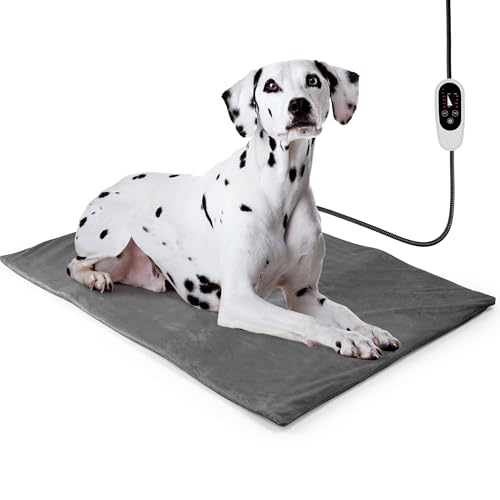 NICREW Large Dog Heating Pad, 35.4" x 23.6" Temperature Adjustable Heated Dog Bed with Auto Shut Off Timer, Indoor Pet Heated Bed Mat for Cats and Dogs - color: Gray, size: 35.4"L x 23.6"W x 0.4"Th