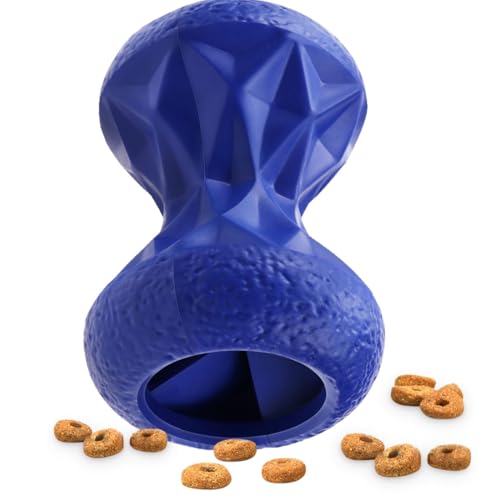 Rubber Dog Toys Treat Dispensing - Super Tough Treat Toys for Aggressive chewers Large Breed Durable Dog Toys IQ Training (Blue) - color: Prussian Blue, size: Large