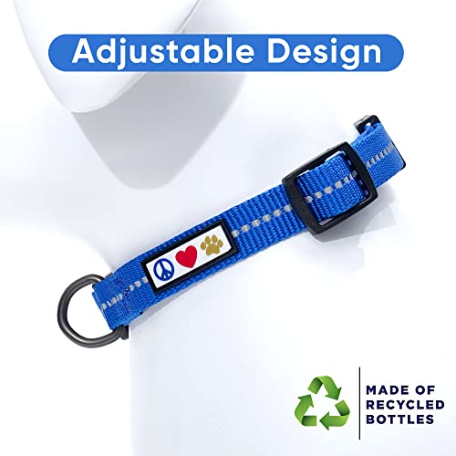 Pawtitas Recycled Dog Collar with Reflective Stitched Puppy Collar Made from Plastic Bottles Collected from Oceans Extra Small Blue Ocean - color: Recycled Blue, size: X-Small (Pack of 1)
