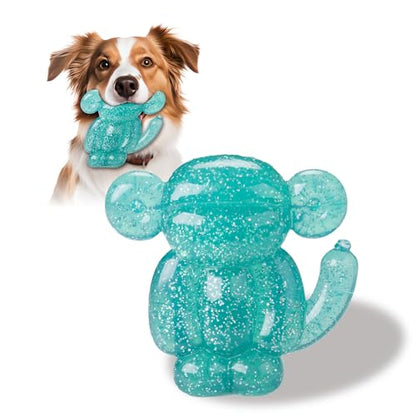 Monkey Dog Chew Toy, Indestructible Dog Rubber Toy for Medium & Large Dogs, Tough No Stuffing Puzzle Toy, Anxiety Relief & Dental Care, Interactive Cognitive Toy, 4.92inch (Green) - color: GREEN