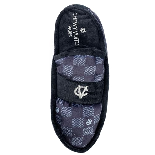 Haute Diggity Dog Chewy Vuiton Loafer Plush Squeaky Dog Toy, Soft Durable Designer-Inspired Stuffed Puppy Chew Toys for Small & Medium Dogs, Machine-Washable (Black Checker) One Size - color: Black Checker, size: One Size