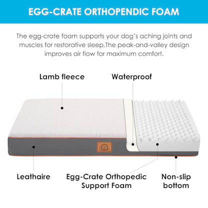 Sunheir Extra Large Dog Bed - Orthopedic Bed with Removable Waterproof Cover, Machine Washable, Egg Crate Foam, XL(41"X27"X3"), Light Grey - color: Light Grey, size: 41.0"L x 27.0"W x 3.0"Th