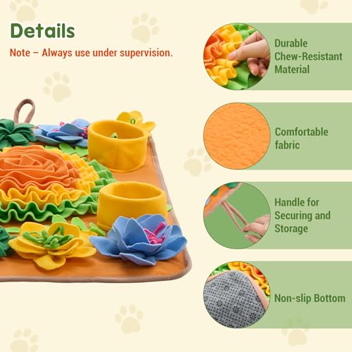 Avont Snuffle Mat for Dogs, Sniff Activity Interactive Sniffing Feeding Puzzle Slow Feeder for Puppies Cats Pets, Stress Relief Foraging Skills Brain Stimulation Enrichment -Floral