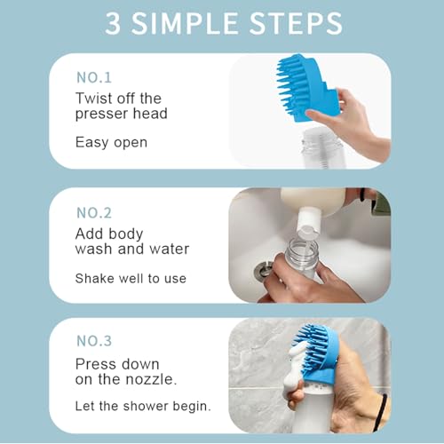 (6 Pcs) ELEGX Pet Grooming Bath Massage Brush with Soap and Shampoo Dispenser Soft Silicone Bristle for Long Short Haired Dogs Cats Shower (Deep blue kit) - color: Deep blue kit