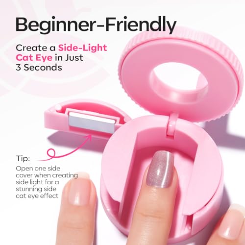 modelones 5D Automatic Nail Magnet for Cateye Gel Polish, Upgraded 3-in-1 Strong 360° Rotating Glass Bead Magnetic Side-Light Nail Magnet for Beginner-Friendly DIY Nail Designs (Magnet Only) - color: A-1 Angel Wing Cat Eye Magnet