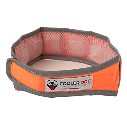 CoolerDog Hi-Vis Cooling Dog Collar for Medium Dogs – Reflective Re-Freezable Ice Collar for Hot Weather & Heat Relief (Orange, Medium) - size: Medium