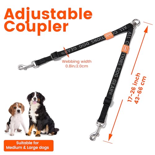 Double Dog Leash, No Tangle 360° Swivel, Adjustable Two Padded Handles, Double Clip Dog Leash Coupler Splitter Breeds (Lavender, 4/5'' x 0.9 FT, Std) - color: Lavender, size: Std M/L
