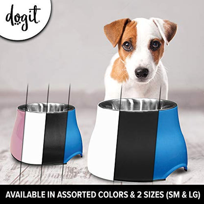 Dogit Elevated Dog Bowl, Stainless Steel Dog Food and Water Bowl for Large Dogs, Black, 73752 - color: Black, size: Large