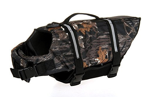 Dog Life Jacket Quick Release Easy-Fit Adjustable Pet Saver Life Jacket Dog Life Preserver - color: maple camo, size: l