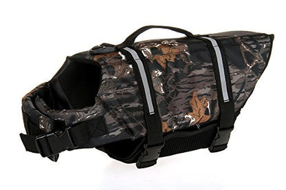Dog Life Jacket Quick Release Easy-Fit Adjustable Pet Saver Life Jacket Dog Life Preserver - color: maple camo, size: l