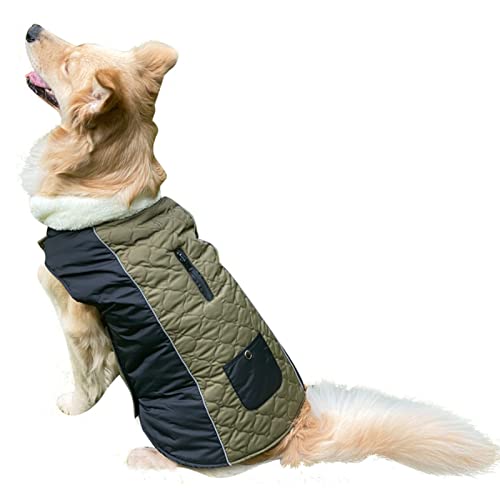 PETCUTE Reversible Winter Dog Coats,Waterproof Warm Pet Clothes with Harness Hole,Windproof,Adjustable Lightweight Dog Jacket for Small Medium Dogs,Reflective Dog Apparel for Cold Weather - color: Green, size: XS