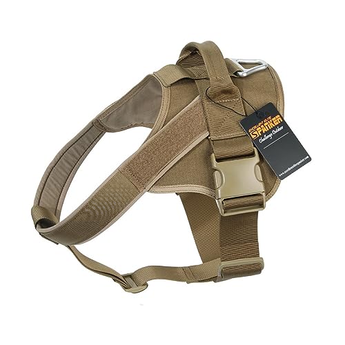 EXCELLENT ELITE SPANKER Tactical Dog Harness Patrol Harness Service Dog Vest Military Dog Vest Working Dog Vest with Handle(Coyote Brown-L) - color: Coyote Brown, size: L-(27.5 - 35.5")