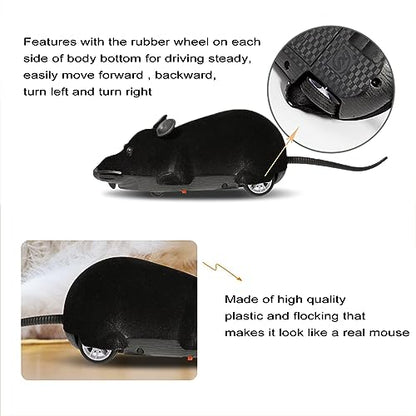 Auto Moving Mouse Cat Toy, Interactive Cat Toys Wireless Electronic Fake Mouse Rat Pet Toy Running Wheel Plush Rat Chasing Prank Toy for Cats Dogs Kids Novelty Gift By Greatstar (Black, No Controller) - color: Black, No Controller