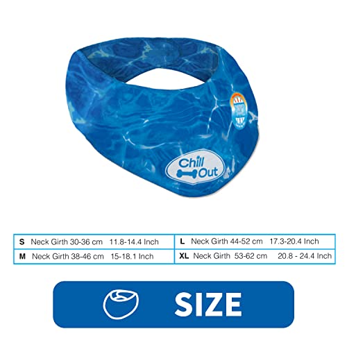 ALL FOR PAWS Dog Cooling Bandana, Cooling Bandanas for Large Dogs, Dog Cooling Neck Wrap, Cooling Scarf for Dogs, Blue Ice Dog Neck Cooler for Summer (L) - size: L