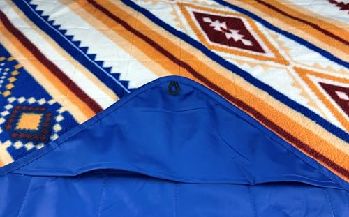 DOWN UNDER OUTDOORS Large Waterproof Windproof Extra Thick 350 GSM Quilted Fleece, or Sherpa Stadium Blanket - color: Aztec