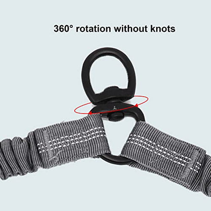 BAOBOTE Pet Double Dog Leash, Shock Absorbing Reflective Bungee Lead Walk 2 Dogs with Ease, 360° Swivel No Tangle Double Dog Walking & Training Leash, Dual Dog Leashs for 6-120lbs Dogs (Grey) - color: Grey