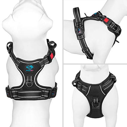 PHOEPET No Pull Dog Harnesses for Small Dogs Reflective Adjustable Front Clip Vest with Handle 2 Metal Rings 3 Buckles [Easy to Put on & Take Off](XS, Black) - color: Black, size: Extra Small