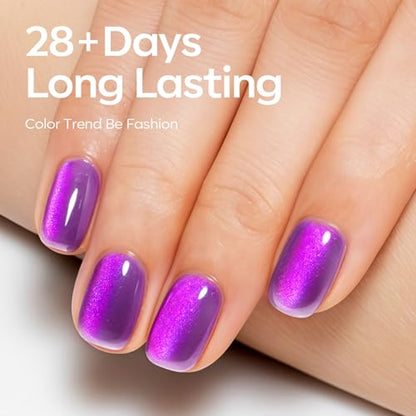 modelones Cat Eye Gel Nail Polish Set, 6 Colors Orange Neon Galaxy Hot Pink Grape Purple Red Green 9D Cat Eye Glitter Gel Polish with Magnet LGBT Fruit Theme Soak Off Led DIY Gift Unisex - color: A A A2-Fruit Cat Eye