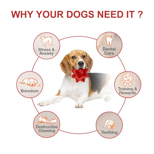 LiuMelinda Dog Chew Toys for Aggressive-Chewers - Indestructible Dog Toy for Aggressive Chewer，Tough Chew Toys for Dogs （Rubber Stacked Star Ball） - color: 19-Red-Stacked Star Ball