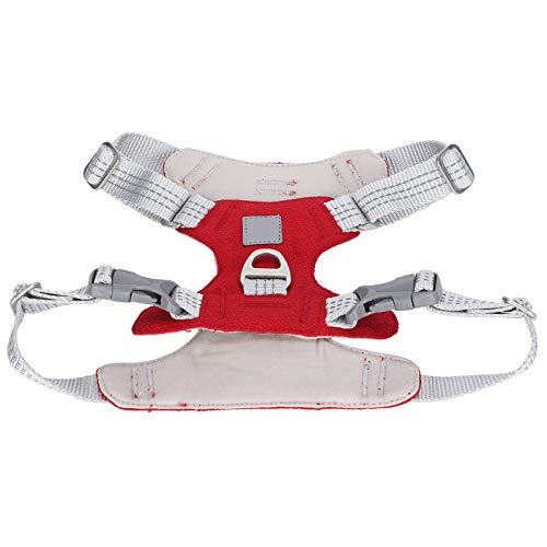 Pet Leash Vest Reflective Adjustable Oxford Cloth Harness 360 Degree Body Support 4 Point Pressure Relief Safe Night Walking for Medium Large Dogs (L) - color: Red, size: L