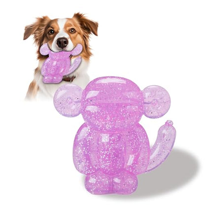 Monkey Dog Chew Toy, Indestructible Dog Rubber Toy for Medium & Large Dogs, Tough No Stuffing Puzzle Toy, Anxiety Relief & Dental Care, Interactive Cognitive Toy, 4.92inch (Pink) - color: PINK
