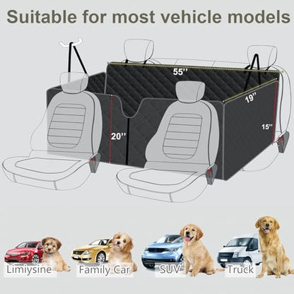 Meolsaek Dog Hammock for Car Back Seat Scratch Proof Nonslip Pet Car Seat Cover,Side Flaps with Zipper, Heavy Duty Car Seat Cover for Dogs with Storage Bag (Black-Zipper) - color: White