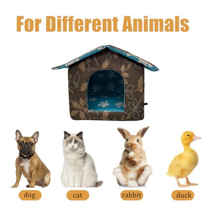 Soft Waterproof Dog House Pets with Pad Foldable Cool Cave Sleeping Bed for Dogs Cats Hamster Small Animal House All Weather Coffee - color: Coffee