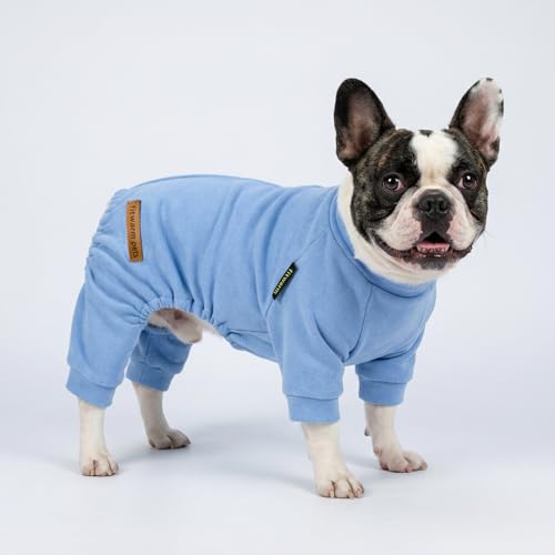 Fitwarm 2 Pack Lightweight Fleece Dog Pajamas, Warm Winter Dog Clothes for Small Dogs Boy Girl, Fuzzy Pet Onesie with Feet, Light Sky Blue, Turquoise, Small - color: LightSkyBlue, size: Small