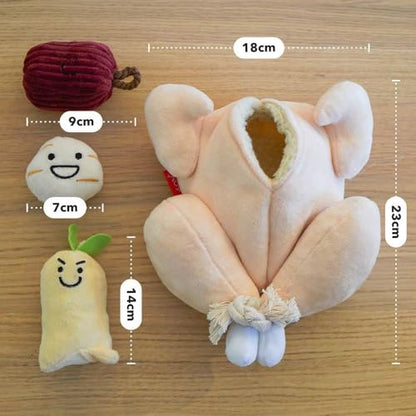 Interactive Plush Roast Chicken Snuffle Toy for Dogs - Hide & Seek Game with Detachable Drumsticks, Squeaky Ginger/Garlic/Date Toys, Mental Stimulation Puzzle for Smart Pets Smart Dog