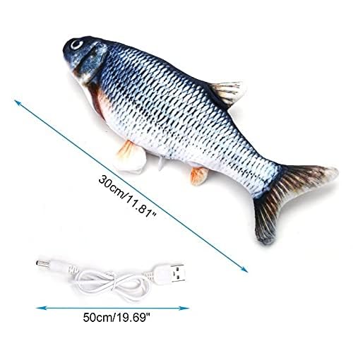 Cat Toys Catnip Automatic Flip Fish Dolls, Cat Toys, Applicable to All Kinds of Cats, USB Electric Mobile pet Toys, Electric Puppet Fish, Suitable for Cats