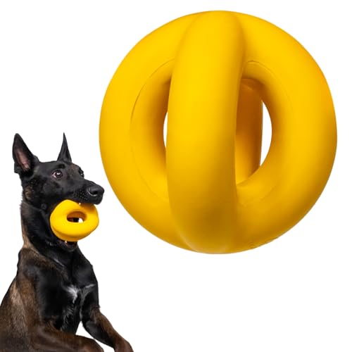Indestructible Dog Ball - Lifetime Replacement - Durable Dog Toy for Aggressive Chewers - Safe, Non-Toxic Natural Rubber - Chew, Tug & Fetch - Tough, Heavy Duty Chew Toy - 4” (Softball Size)