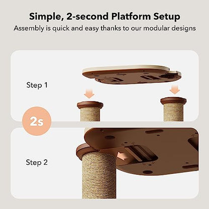 PETLIBRO Infinity Cat Tree Tower for Indoor Cats, Modular Design with Cat Bed, Toy, Felt Pads, Sisal Scratching Posts, 2-Second Setup, Sturdy Multi-Level Activity Center Cat Condo for Any Room