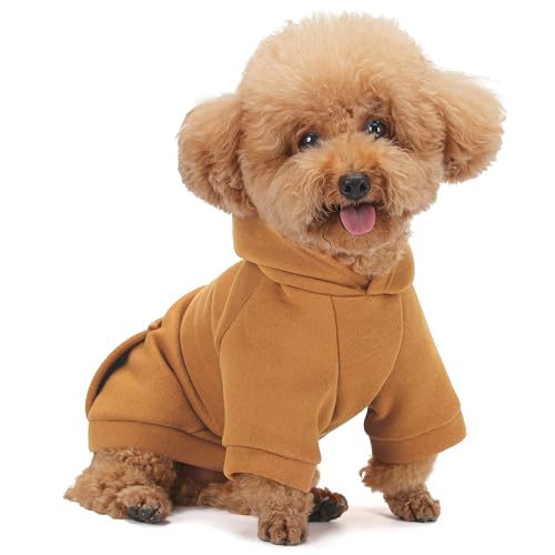Winter Dog Hoodie with Pockets - Solid Color Polycotton Sweatshirt for Small, Medium, and Large Dogs - Soft, Warm, Cozy Pet Clothing for Cold Weather - Ideal for Outdoor Walks.Camel-4XL - color: Camel, size: XXXX-Large