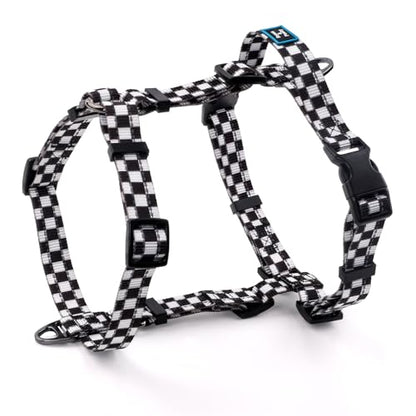 Roses&Poetry Dog Harness Small Sized Dog, 6 Point Adjustable Fit No Pull Harness with Handle for Control and Easy Walking, Reflective Pet Halter Harnesses（Blackwhite-S） - color: Checkered（Harness Only Without Leash）, size: S