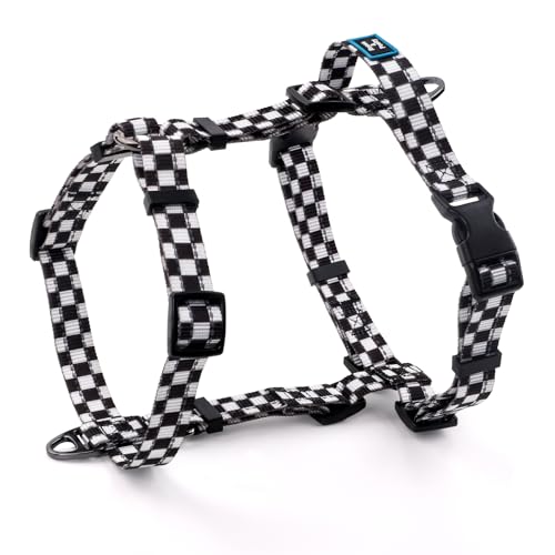 Roses&Poetry Dog Harness Medium Sized Dog, 6 Point Adjustable Fit No Pull Harness with Handle for Control and Easy Walking, Reflective Pet Halter Harnesses（Blackwhite-M） - color: Checkered（Harness Only Without Leash）, size: Medium