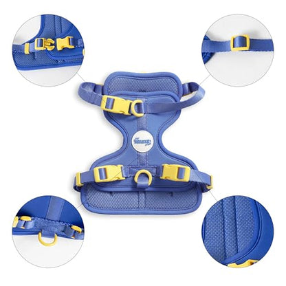 HNS1001C Arlo Small Adjustable Soft Padded No Pull Pet Harness with 3 Buckles and 3 Leash Clips, Curaçao - color: Dark Blue, size: Small (Chest: 14 - 22")