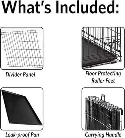 Garvee 42 Inch Dog Crate, Portable Dog Crate with Slide Out Tray, Top & Front Door, Folding Small Critter Cage for Dog, Cat, Bunny, Ferret, Chinchilla, Cat, Rat