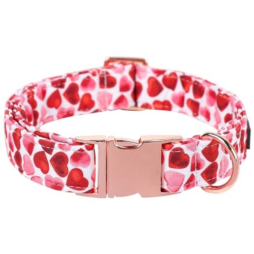 Maca Bates Valentine Love You Sweet Heart Dog Collar for Dogs Valentines Soft Adjustable Breakaway Red Hearts Collars for Small Medium Large Girl Boy Male Female Puppy Pets - color: Valentine-Heart, size: S