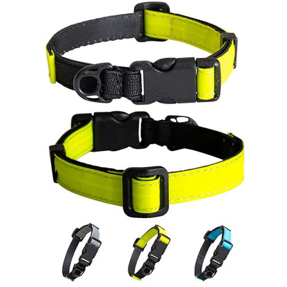 CatGoods Reflective Yellow Stretch Cat Collar – Escape-Safe Alternative to Breakaway, Adjustable, Comfortable, ID and Bell Attachment - color: Yellow