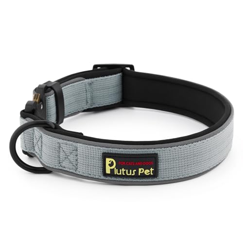 Plutus Pet Tactical Dog Collar, Reflective, Adjustable Heavy Duty Dog Collar, Soft Padded and Comfortable, for Small Medium and Large Dogs (Gray, XS) - color: Grey, size: XS