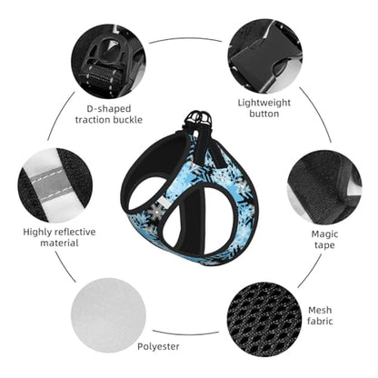 Christmas Snowflakes Blue Pet Harness Escape Proof Dog Harness Adjustable Mesh Padded Reflective Dog Vest Harness and Leash Set Large - color: Style 2, size: Large