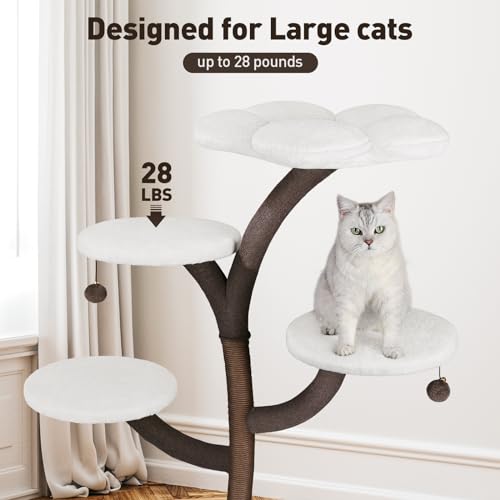 Mavpet Multi-Level Modern Cat Tree, All-in-One Cat Tower with Scratching Post, Flower Cat Tree Houses for Indoor Cats