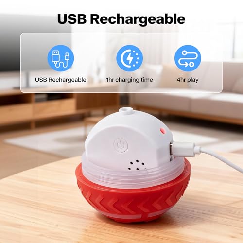 Pet Prime Interactive Dog Ball,Automatic Self Moving Dog Toys to Keep Them Busy,Rechargeable Motion Activated Rolling Ball with Lights for Small Medium and Large Dogs,2 Modes for Fun